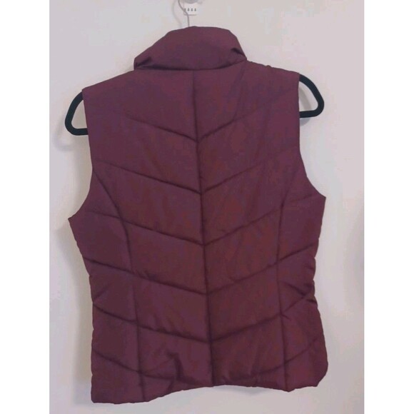 Aeropostale Quilt Puffer Vest Womens Medium Burgundy Red Full Zip Mock Neck - Picture 7 of 8